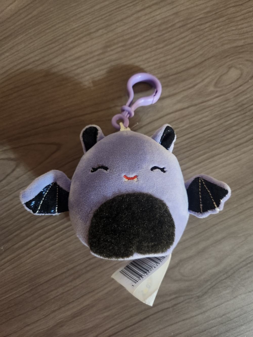 Squishmallows Lilac and Black Bat Clip Plush